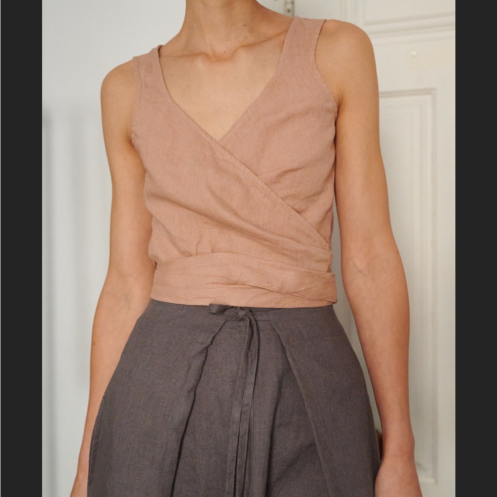Soja dusty peach wrap top
